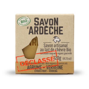 Savon bio doux surgras au lait de chèvre et agrume verveine