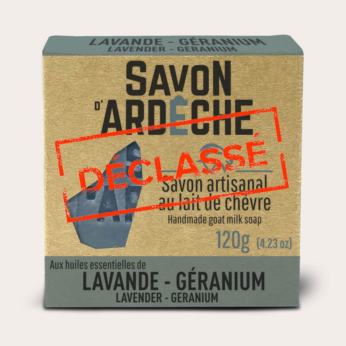 Savon d'Ardèche déclassé à la lavande et Géranium