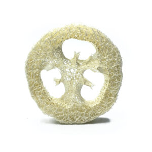 Rondelle de luffa pour garder le savon solide bien au sec.