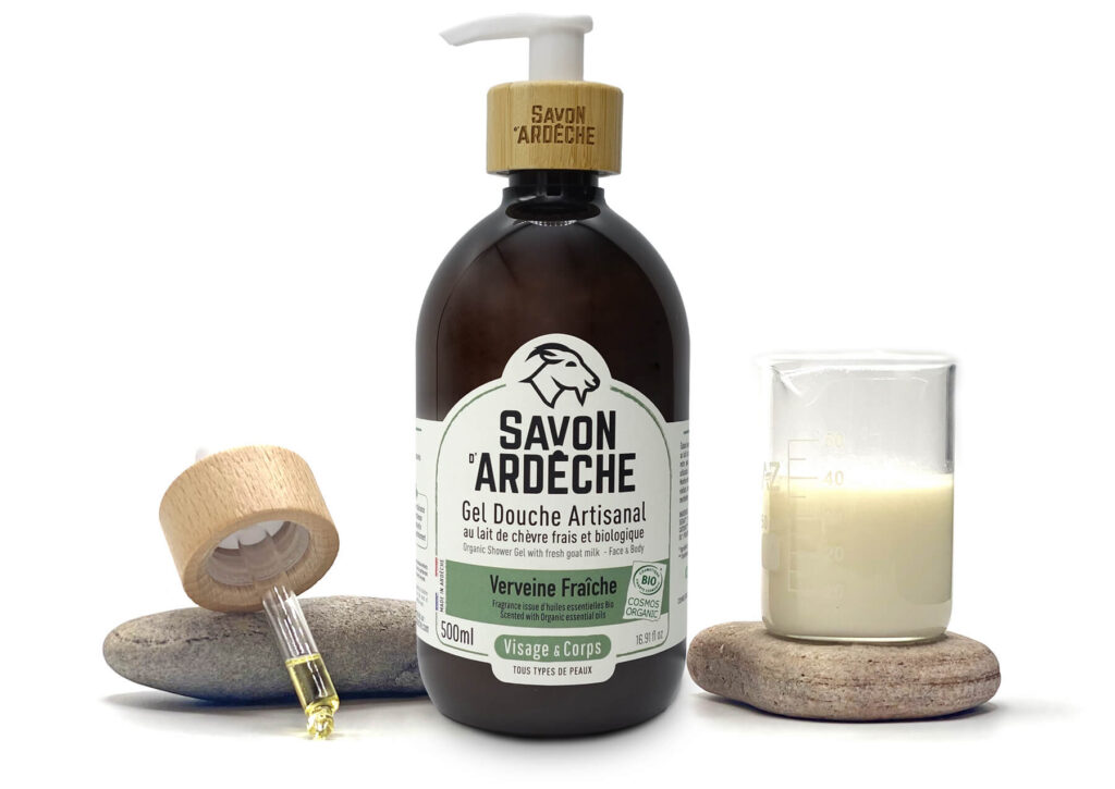 Gel douche bio verveine fraîche Savon d’Ardèche avec huiles essentielles et lait de chèvre