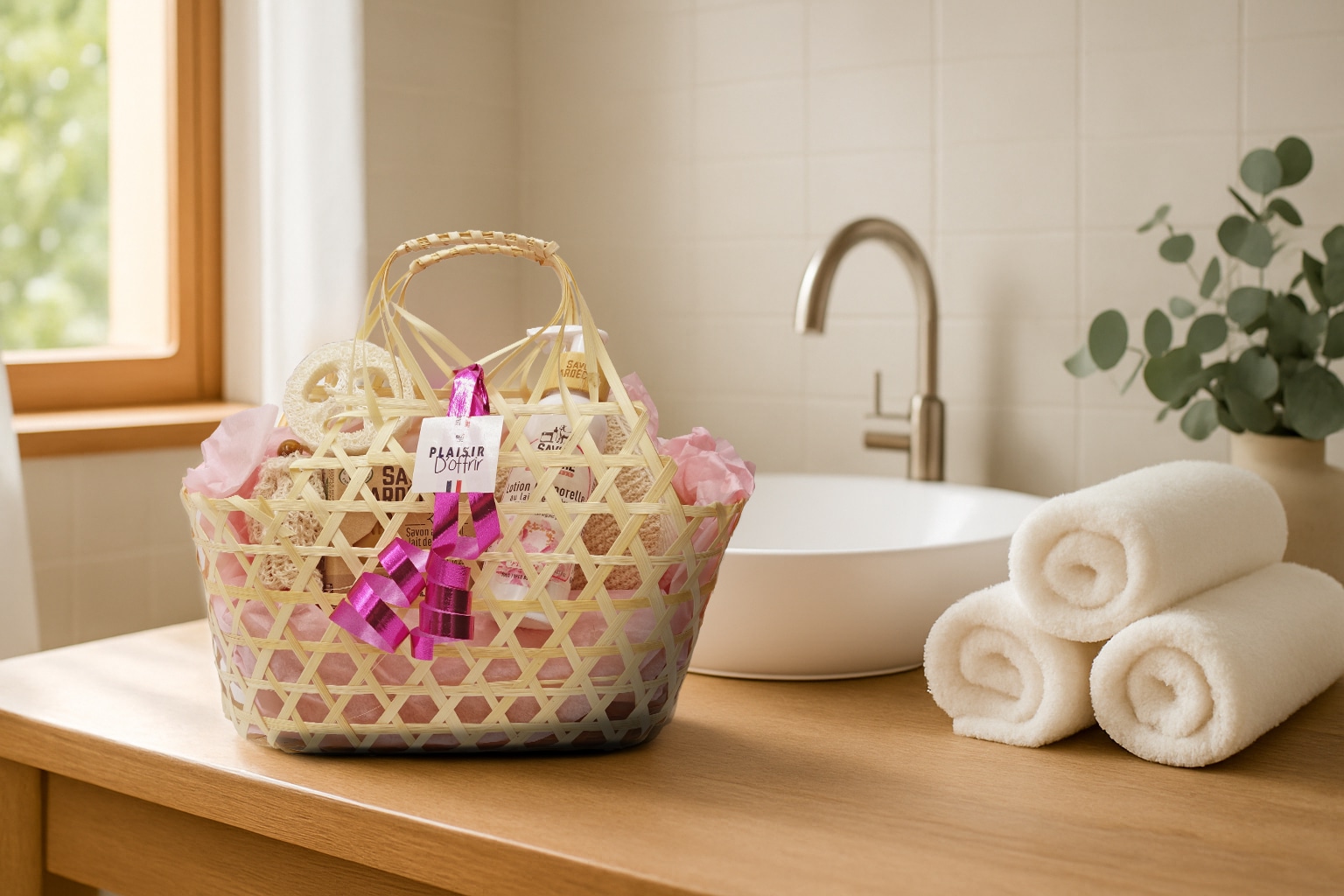 anier cadeau cosmétique artisanal composé d’un savon au lait de chèvre et d’une lotion corporelle