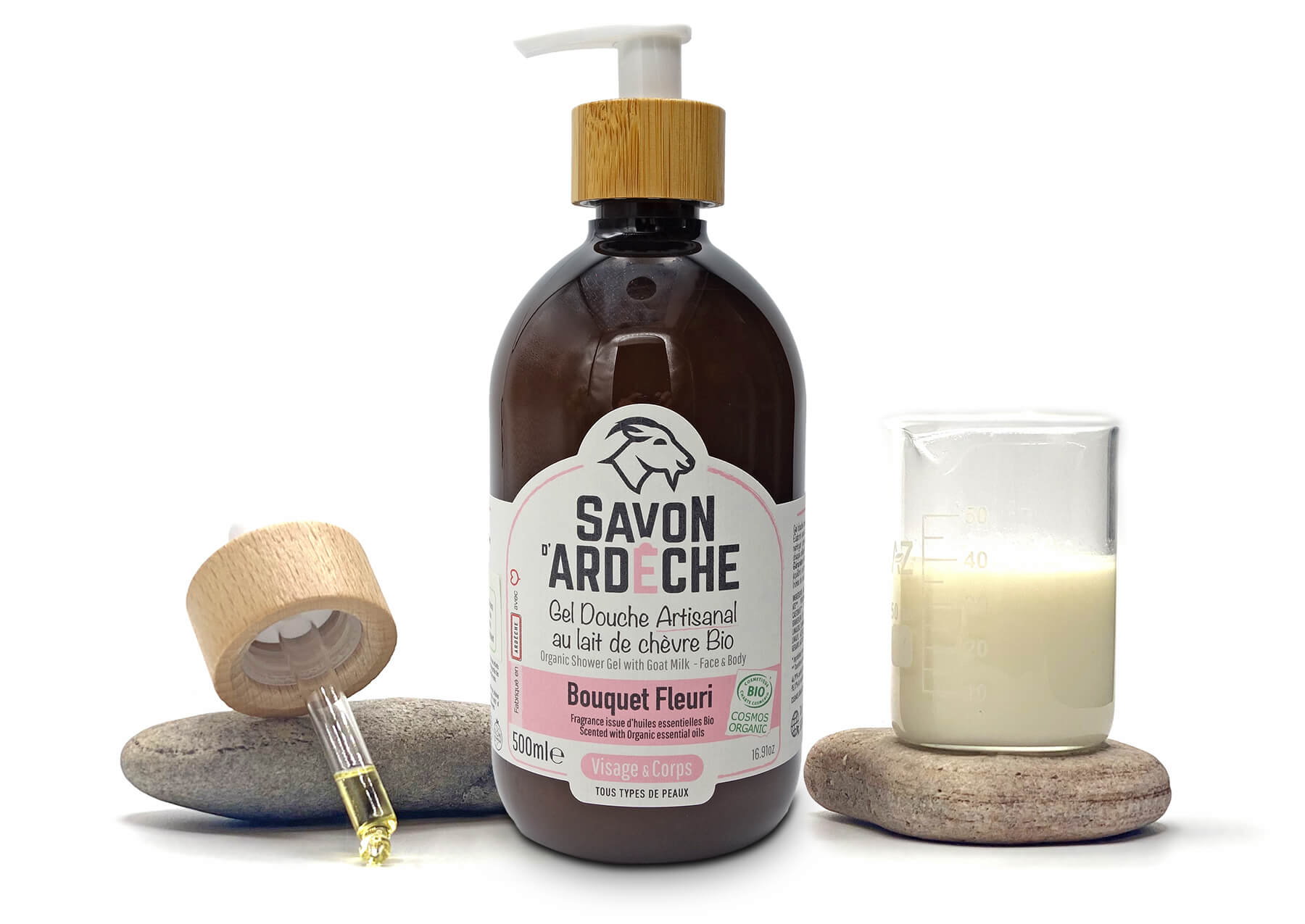 Gel douche artisanal au lait de chèvre parfumé aux huiles essentielles