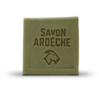 Pain de savon au lait de chèvre Lavande – Géranium estampillé Savon d’Ardèche et tête de chèvre