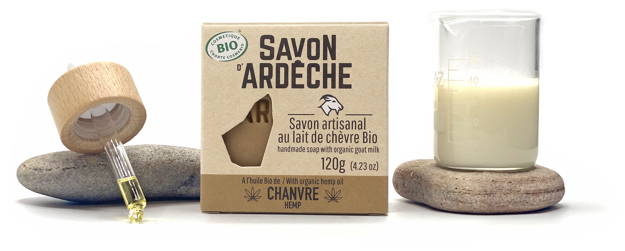 Savon bio doux surgras au lait de chèvre enrichi à l'huile de Chanvre
