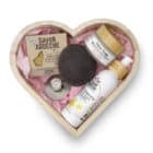 Coffret cadeau cœur Savon d’Ardèche avec savon au lait de chèvre, lotion corporelle, crème visage et éponge konjac
