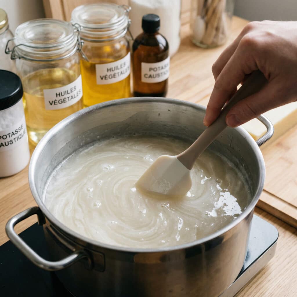 Fabrication d’un gel douche artisanal obtenu par saponification traditionnelle
